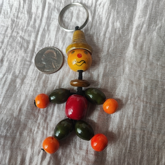 Vintage Wooden Lacquer Varnish Upcycled Crib Toy Keychain - Picture 5 of 11